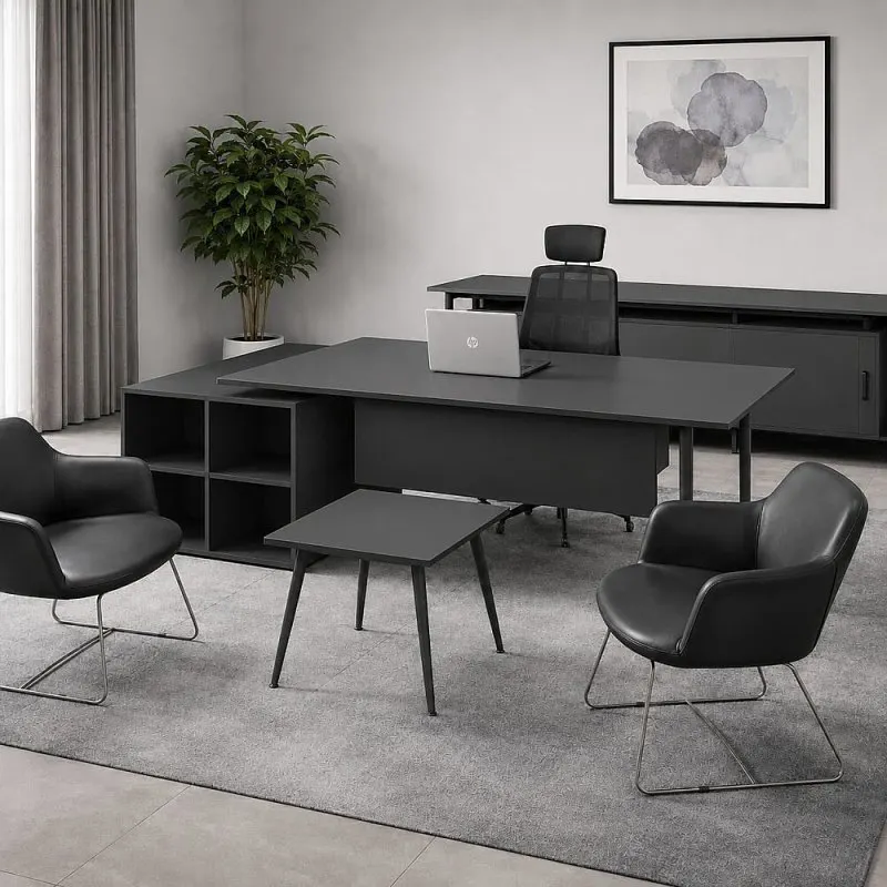 ATOM MARBELLA MDF YÖNETİCİ OFİS TAKIMI ANTRASİT ANTRASİT